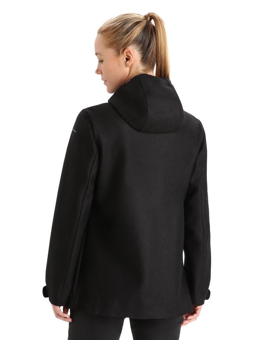 Black Icebreaker Felted Merino Hooded Women's Jackets | AU 1652WNBY